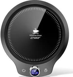 _Mega Brand Fast Heating Mug Warmer - 4 Temp Settings & 1-12H Timer, Coffee Cup Warmer Plate for Desk Auto Shut Off, Ideal Beverage Warmer Gift for Coffee, Tea, Milk (Black)