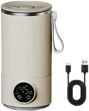_Mega Brand  Electric Self Heating & Stirring Coffee Mug Rechargeable,Smart Temperature Control Heated Travel Drink Mug, Type-C Charging,4-6 Hours Battery Life