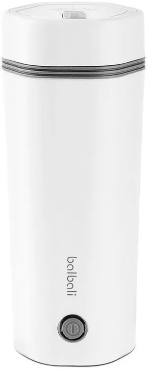 _Mega Brand Travel Kettle - 12oz Portable Electric Kettle for Boiling Water - Self Heating Cup/Thermos - Single Size Personal Tea Maker -Hot Water Boiler/Heater/Warmer - White
