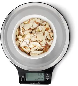 _Mega Brand Digital Kitchen Scale with LCD Display, Batteries Included, Weighs up to 11 pounds, Black and Stainless Steel