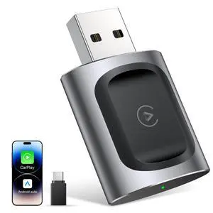 _Mega Brand Wireless Carplay & Android Auto Adapter 2-in-1 Stable & No Delay Carplay Wireless Adapter Convert Wired to Wireless Car Play Dongle for iOS 10+/Android 11+ (Grey)