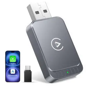 _Mega Brand Wireless Carplay Adapter for Apple iPhone & Android Auto 2-in-1 Fast & Stable Carplay Wireless Adapter Convert Wired to Wireless Car Play Dongle for iOS 10+/Android 11+ (Grey)