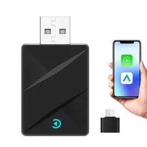 _Mega Brand y Adapter,Convert Wired to Wireless CarPlay Adapter,Plug&Play 2-in-1 CarPlay & Android Auto Adapter,Fast&Stable Mini USB&USB-C/Type-C Car Adapter,Suitable for iOS10+/Android11