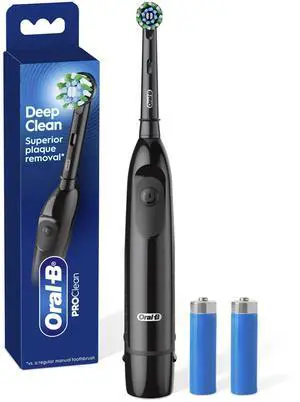 _Mega Brand Pro 100 CrossAction, Battery Powered Toothbrush, Black, 1 Count (Pack of 1)