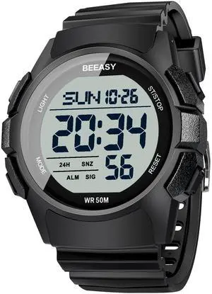 _Mega Brand Men Digital Sports Watch,Waterproof Watch with Stopwatch Countdown Timer Alarm Function Dual Time Rubber Strap Wrist Watch for Men/Student
