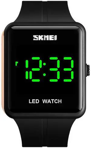 _Mega Brand Large Face LED Digital Watch Date Time 3Bar Waterproof Men Women Sports Watches(Black)