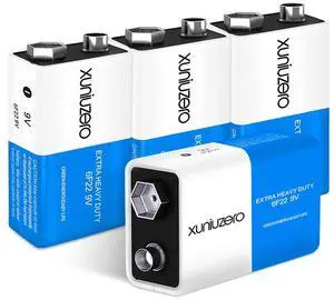_Mega Brand 9V Batteries Carbon 9 Volt Battery for Smoke Detector 6F22 Square Battery, Long-Lasting, 4 Pack