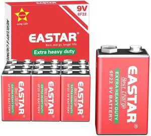 _Mega Brand  9V Zinc Carbon Batteries 10 Pack - 9 Volt Batteries for Smoke Detector & Low Drain Devices, 6F22 Square Battery with Long-Lasting Power for Household & Office