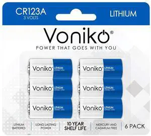 CR123A 3V Lithium Battery (6 Pack), High Capacity 123 Batteries, 3 Volt CR17345 for Smoke Alarm, Flashlight, Home Automation CR123A 3V Lithium Battery (6 Pack), High Capacity 123 Batteries, 3 Volt CR17345 for Smoke Alarm, Flashlight, Home Automation