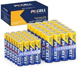 _Mega Brand AA Batteries 24 Pack & AAA Batteries 24 Pack Combo (48 Count), Double A Batteries and Triple A Batteries, 1.5V High-Performance Carbon Battery