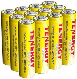 _Mega Brand Solla Rechargeable NiMH AA Battery, 1000mAh Solar Batteries for Solar Garden Lights, Anti-Leak, Outdoor Durability, 5+ Years Performance, 12 Pack, UL Certified