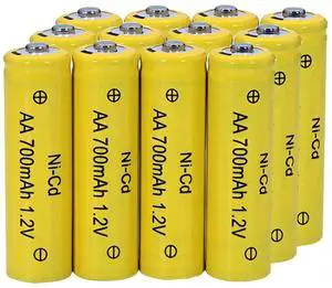 _Mega Brand 12 Packs AA Garden Ni-Cd Batteries 1.2V AA 700mAh Ni-Cd Rechargable Battery for Solar Lights,Lawn Landscape Lighting