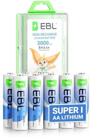 _Mega Brand 8 Pack 3000mAh 1.5V Lithium AA Batteries - High Performance Non-Rechargeable Super  AA Lithium Batterries Constant Volt for High-Tech Devices (Non-Rechargeable Batteries)