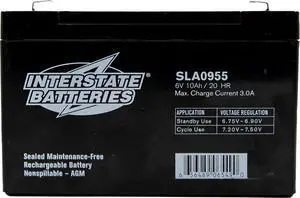 _Mega Brand  Power Patrol 6V 10Ah Battery (SLA0955) Sealed Lead Acid Rechargeable SLA AGM (F1 Terminal) UPS Power Solutions, Fire & Security Systems, Emergency Lighting