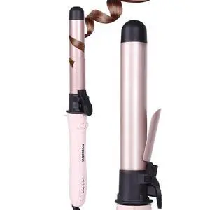 _Mega Brand Rotating Curling Iron, Global Voltage Automatic Curling Iron with Clamp, 5 Heat Settings 360° Rotatable Power Cord, Automatic Reset Function Hair Curler Automatic Rotating