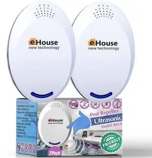 _Mega Brand  Ultrasonic Pest Control Repeller - Electronic & Ultrasound, Indoor Plug-in Repellent - Get rid of - Rodents, Mice, Squirrels, Bats, Insects, Bed Bugs, Ants, Fleas, Spiders, Roaches