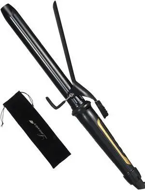 _Mega Brand 1 Inch Extra Long Hair Curling Iron with Ceramic Tourmaline Barrel, Professional Hair Curler up to 450°F with Dual Voltage for Worldwild Use, Hair Waving Style Tool for Girls&WomenBlack