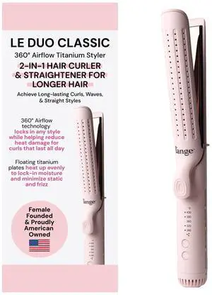 _Mega Brand  Le Duo Grande 360° Airflow Styler | 2-in-1 Curling Wand & Titanium Flat Iron Professional Hair Straightener and Curler with Cooling Air Vents to Lock in Style (Blush)