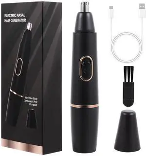 _Mega Brand Electric Men's Nose & Ear Hair Trimmer, Rechargeable Cordless, 360 Dual-Blade Waterproof, Black