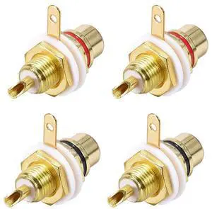 _Mega Brand RCA Female Panel Mount Chassis Socket Jack Connector for Amplifier Audio Terminal RCA Plug 4pcs