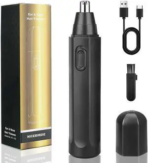 _Mega Brand Nose Hair Trimmer for Men Women, USB Rechargeable Electric Ear Nose Hair Trimmer Clipper, Professional IPX7 Waterproof Dual Edge Blades for Easy Cleaning (Black)