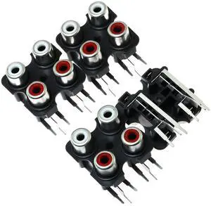 _Mega Brand  RCA Female Jack 4PCS PCB Mounted AV Concentric Outlet 4 RCA Female Video Socket Right Angle Connector
