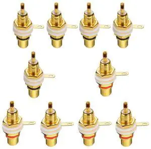 _Mega Brand RCA Female Panel Mount Chassis Socket Jack Connector for Amplifier Audio Terminal RCA Plug10Pcs