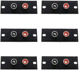 _Mega Brand 6pcs 2 Way RCA Terminal Wall Panel Plate Input Phono Chassis Socket AV Audio Connector, Black