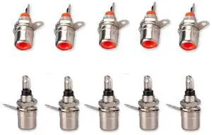 _Mega Brand RCA Female Socket Connector, Chassis Panel Mount Adapter for Amplifier Audio Terminal RCA Plug (10-Pack)