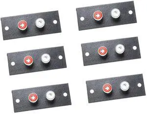 _Mega Brand Black 2 Way RCA Terminal Wall Panel Plate Input Phono Chassis Socket AV Audio Connector - (6 Pcs)