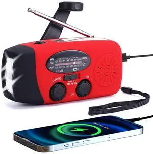 _Mega Brand FM/AM/NOAA Weather Radio Hand Crank Self Powered Solar Portable Mini Emergency Survival Radios with 3 LED Super Bright Flashlight 2000mah Battery Operated Power Smart Phone Charger,SOS