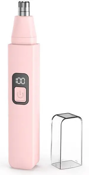 _Mega Brand Nose Hair Trimmer Rechargeable Cordless Painless Ear Eyebrow Trimming Tool Dual Edge Blades Razor Easy Cleansing with LED Light for Man Woman (Pink)