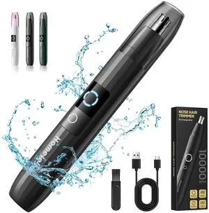 _Mega Brand Rechargeable Nose Hair Trimmer for Men Women, Professional Painless Ear Eyebrow & Facial Hair Trimmer - 10,000 RPM Powerful Motor with Dual-Edge Blades, Wet/Dry, Easy to Clean