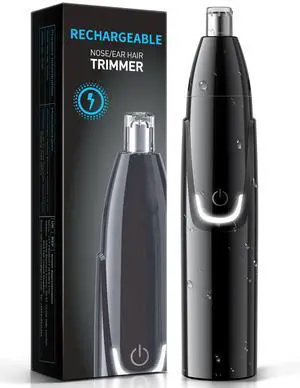 _Mega Brand Rechargeable Ear and Nose Hair Trimmer - 2025 Professional Painless Eyebrow & Facial Hair Trimmer for Men Women, Powerful Motor and Dual-Edge Blades for Smoother Cutting Black