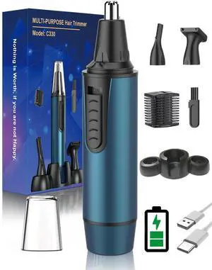_Mega Brand Ear and Nose Hair Trimmer for Men and Women Professional USB Rechargeable Nose Trimmer Nose Clippers Eyebrow Facial Hair Trimmer Body Grooming Kit IPX7 Waterproof Dual Edge Blades