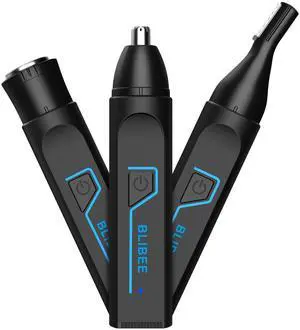 _Mega Brand Ear and Nose Hair Trimmer for Men Women, 3-in-1 Professional Painless USB Rechargeable Eyebrow Trimmer, Nose Hair Trimmer for Men, Facial Hair Remover with Powerful Motor, Black