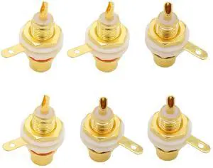 _Mega Brand  Audio Terminal Jack Gold Plated 6-Pack RCA Panel Mount Plug Audio Socket Connector for Amplifier