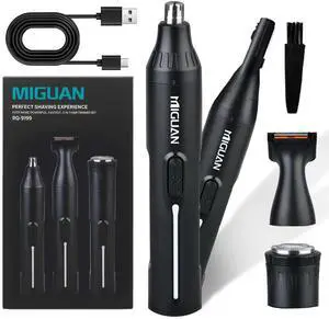 _Mega Brand Nose Hair Trimmer for Mens and Women | Rechargeable 4-in-1 Ear, Nose, Eyebrow & Beard Trimmers | 8500 RPM | USB Charging | Washable, LED Indicator (Matte Black)