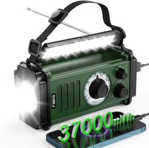 _Mega Brand 10000mAh Emergency Radio, Solar Radio, Hand Crank Radio, NOAA AM FM Weather Radio, 4 Charging Methods, Polymer Battery, Flashlight & Reading Lamp, SOS Alarm, Phone Charger for Emergency