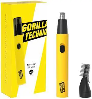 _Mega Brand Gorilla Technique Nose Ear Hair Trimmer for Men, Rechargeable 2-in-1 Trimmer for Nose Ear Eyebrow Hair Removal, No Pull No Snag Grooming with High-Speed 10,000rpm Motor, 2 Heads