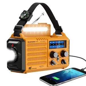 _Mega Brand Emergency Radio with NOAA Weather Alert 5000mAh Solar Hand Crank Portable AM/FM Shortwave Radio, USB Charger, Flashlight, SOS Alarm for Home Outdoor Hurricane Survival