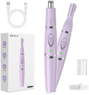 _Mega Brand Ear and Nose Hair Trimmer for Women,  Professional Painless 2 in 1 USB Rechargeable Eyebrow & Facial Hair Trimmer, Precision Tool with Powerful Motor and Dual-Edge Blades, IPX7 Waterproof