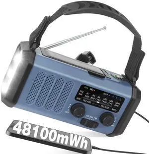 _Mega Brand 13000mAh Emergency Radio with NOAA Weather Alert, Portable Solar Hand Crank AM/FM Radio for Survival, Rechargeable Battery Powered, USB Charger, Flashlight, Reading Lamp, for Home Outdoor