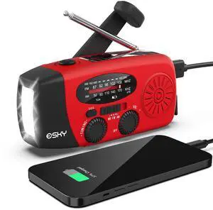 _Mega Brand Emergency Hand Crank Radio 7400mWh with 3 LED Flashlight, AM/FM/NOAA Portable Weather Radio with Power Bank Phone Charger, Solar Powered Rechargeable Radio for Indoor Survival Camping,