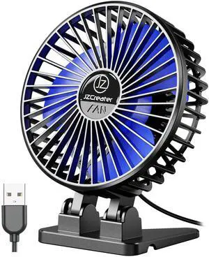 _Mega Brand USB Desk Fan, Mini Portable Fans, 3 Speeds Desktop Table Cooling Fan, Plug in Power, Rotation Strong Wind, Quiet Personal Small for Home Office Travel Bedroom, Black Blue