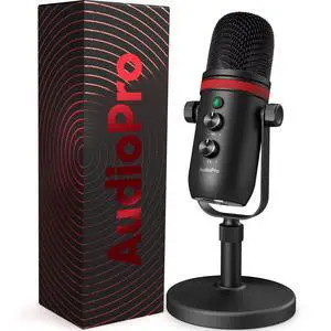 _Mega Brand USB Microphone, Computer Condenser Gaming Mic for PC/Laptop/PS4/5, Headphone Output, Volume Control, USB Type C Plug and Play, LED Mute Button, for Streaming, Podcast, Studio Recording