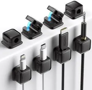 _Mega Brand 8 Pack Cord Organizer Holder,Strong Adhesive Desk Cable Management Magnetic Easy Open,Organize Phone Charging Cords Wire Holder Organizer Neatly for Home,Office,Car,Desk,Nightstand