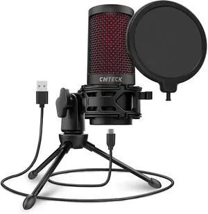 _Mega Brand USB Microphone, Microphone for PC with Pop Filter & Mute Button, Plug &Play Desktop Podcast Microphone with LED Indicator, Compatible with Windows/Mac, Ideal for YouTube, Skype, Recording