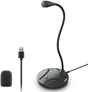_Mega Brand Plug & Play USB Computer Microphone, Flexible Gooseneck & Mute Button LED  Desktop Microphone for Gaming, YouTube, Streaming, Compatible with Windows/Mac (1.8m /6ft)