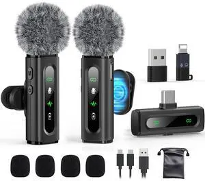 _Mega Brand Microphone Wireless Mini Mic for Type-C Android Phone/Tablet/PC Video Recording Clip-on Mics with Rotatable Clip&Denoise Recording, Ideal for Vlog Tiktok Youtube Podcast Content Creator